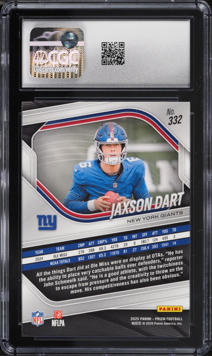 2025 Panini Prizm Jaxson Dart ROOKIE #332 CGC 10 GEM MINT