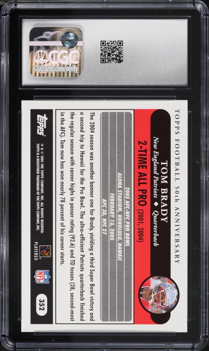 2005 Topps Football Tom Brady #352 CGC 10 GEM MINT