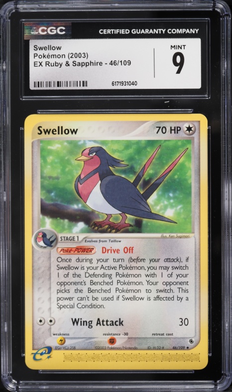 2003 Pokemon EX Ruby & Sapphire Swellow #46 CGC 9 MINT