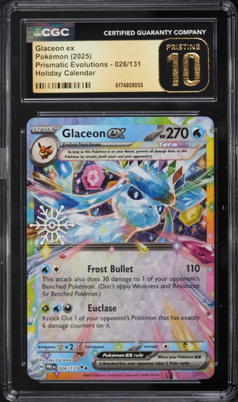 2025 Pokemon SV Prismatic Evolutions Holiday Calendar Holo Glaceon EX #26 CGC 10 PRISTINE