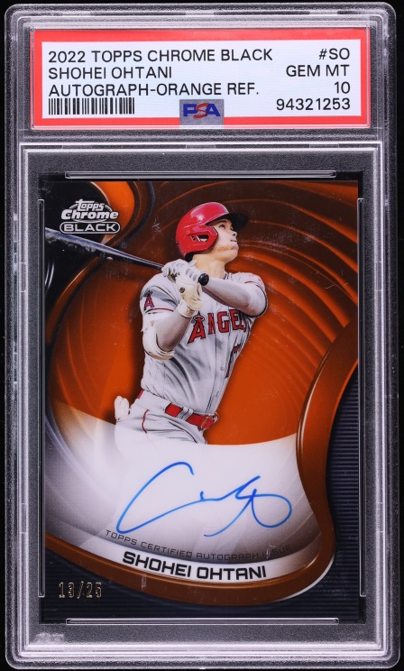 2022 Topps Chrome Black Orange Refractor Shohei Ohtani AUTO /25 #CBA-SO PSA 10 GEM MINT