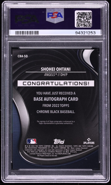 2022 Topps Chrome Black Orange Refractor Shohei Ohtani AUTO /25 #CBA-SO PSA 10 GEM MINT