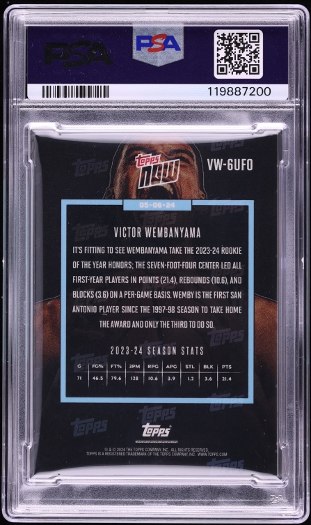 2023 Topps Now Alien Victor Wembanyama ROOKIE #VW-6UFO PSA 9 MINT