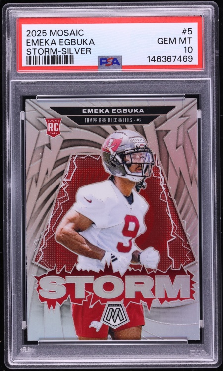 2025 Panini Mosaic Storm Silver Emeka Egbuka ROOKIE #5 PSA 10 GEM MINT