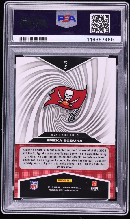 2025 Panini Mosaic Storm Silver Emeka Egbuka ROOKIE #5 PSA 10 GEM MINT