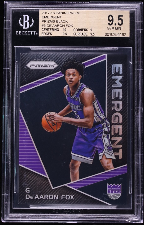 2017 Panini Prizm Emergent Black De'aaron Fox 1/1 #5 BGS 9.5 GEM MINT