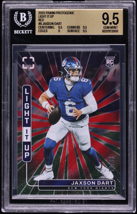 2025 Panini Photogenic Light It Up Red Jaxson Dart ROOKIE /99 #8 BGS 9.5 GEM MINT
