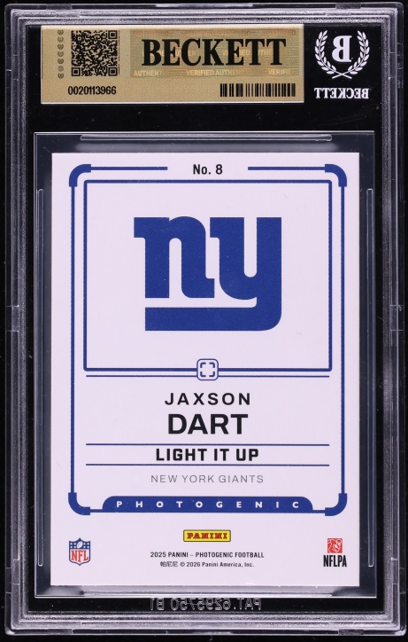 2025 Panini Photogenic Light It Up Red Jaxson Dart ROOKIE /99 #8 BGS 9.5 GEM MINT