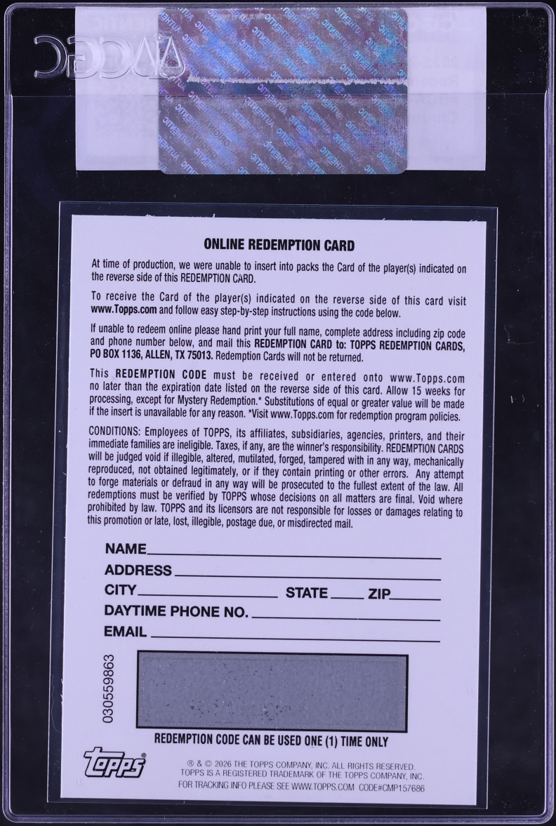 2025 Bowman Chrome Redemption Cards Bronny James Jr. AUTO #BCA-BR CGC AUTH