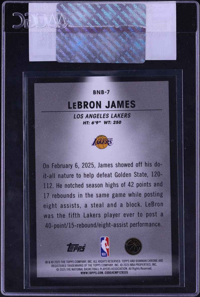2025 Bowman Chrome Spotlights NBA LeBron James #BNB-7 CGC AUTH