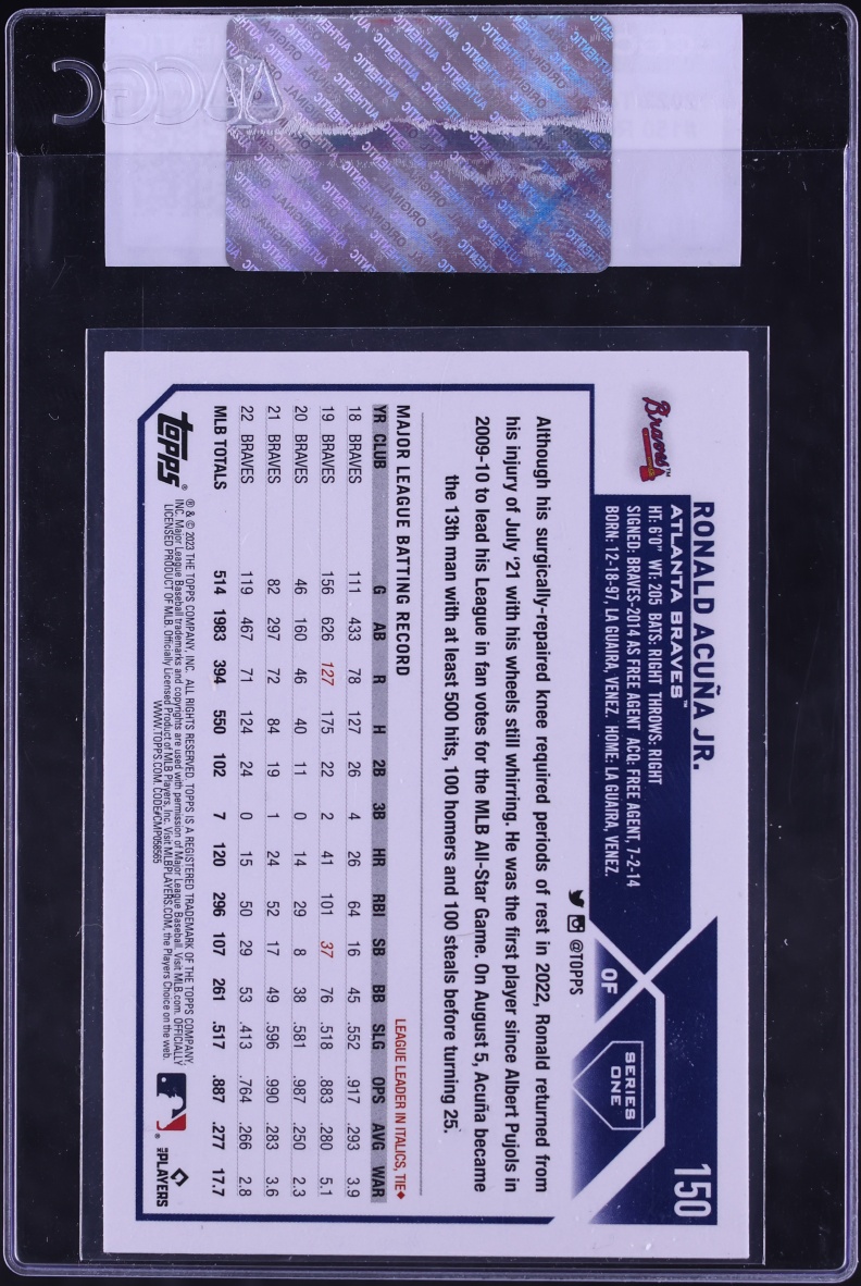 2023 Topps Ronald Acuna Jr. #150 CGC AUTH