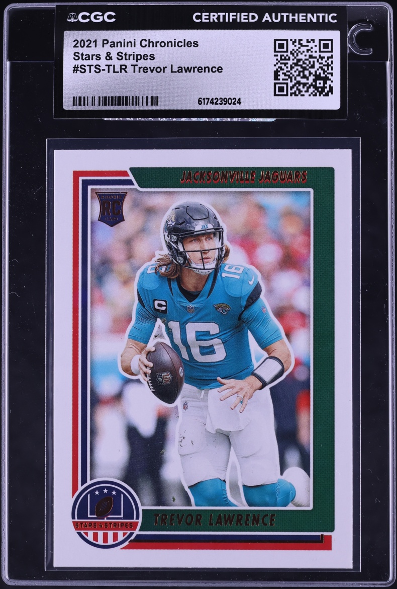 2021 Panini Chronicles Stars & Stripes Trevor Lawrence ROOKIE #STS-TLR CGC AUTH