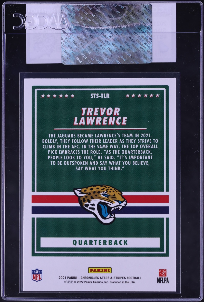2021 Panini Chronicles Stars & Stripes Trevor Lawrence ROOKIE #STS-TLR CGC AUTH