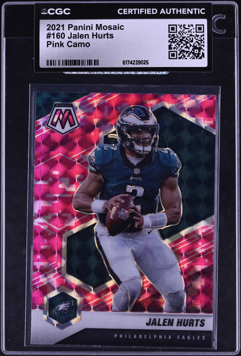 2021 Panini Mosaic Pink Camo Jalen Hurts #160 CGC AUTH