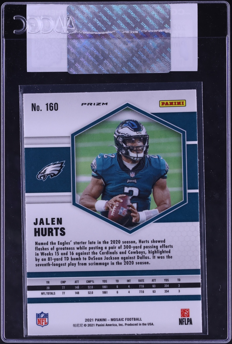 2021 Panini Mosaic Pink Camo Jalen Hurts #160 CGC AUTH