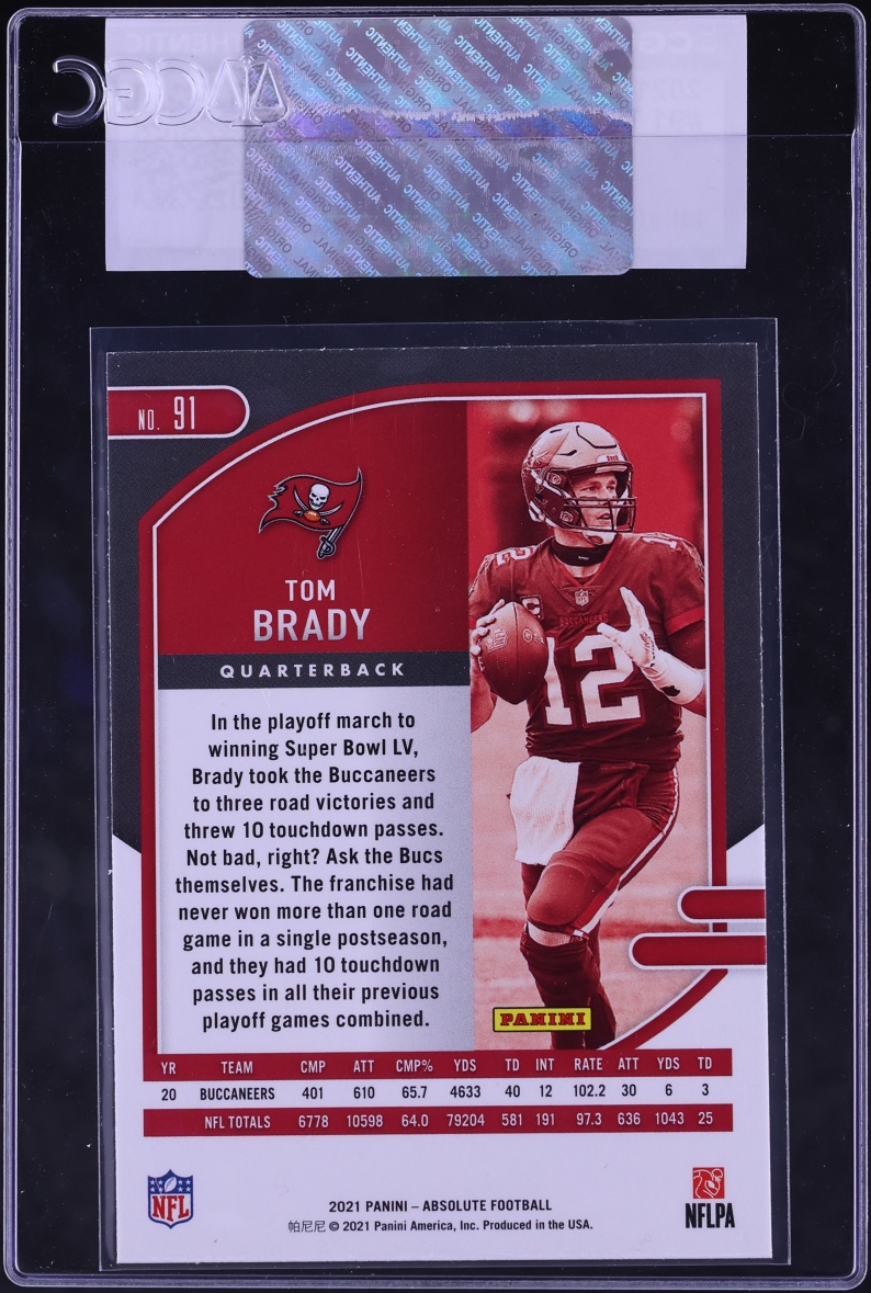 2021 Absolute Football Tom Brady #91 CGC AUTH