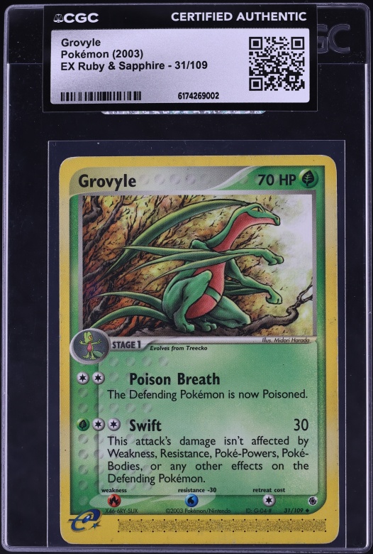 2003 Pokemon Ex Ruby & Sapphire Grovyle #31 CGC AUTH