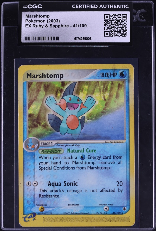 2003 Pokemon Ex Ruby & Sapphire Marshtomp #41 CGC AUTH