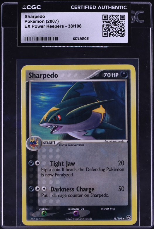 2007 Pokemon Ex Power Keepers Sharpedo #38 CGC AUTH