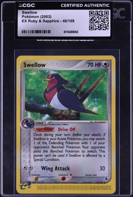 2003 Pokemon Ex Ruby & Sapphire Swellow #46 CGC AUTH