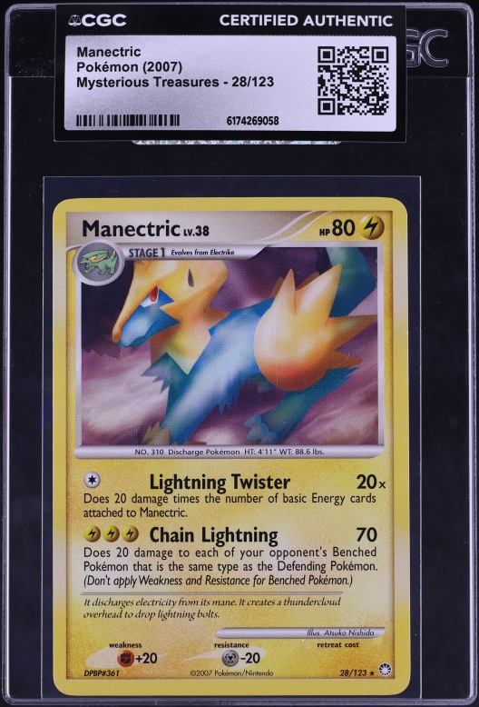 2007 Pokemon Mysterious Treasures Manectric #28 CGC AUTH
