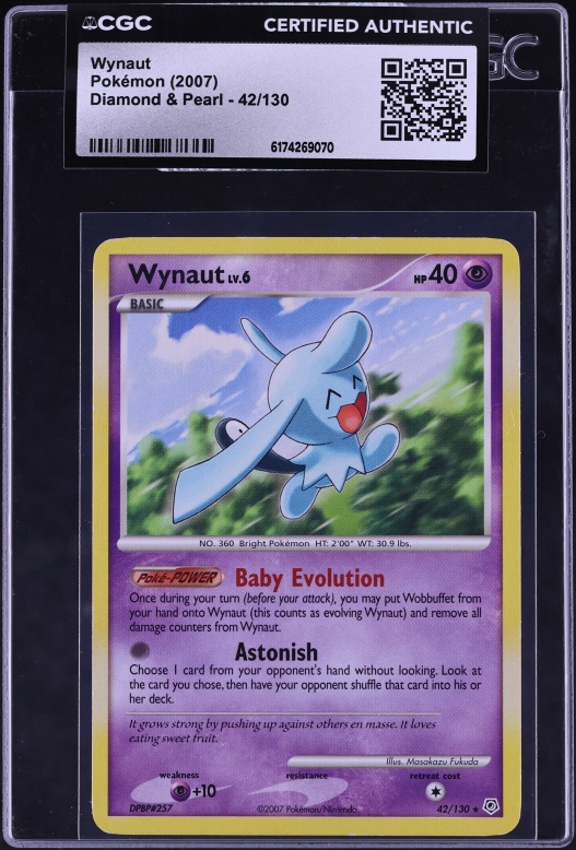 2007 Pokemon Diamond & Pearl Wynaut #42 CGC AUTH