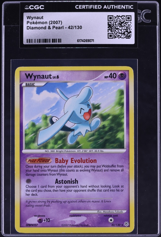 2007 Pokemon Diamond & Pearl Wynaut #42 CGC AUTH