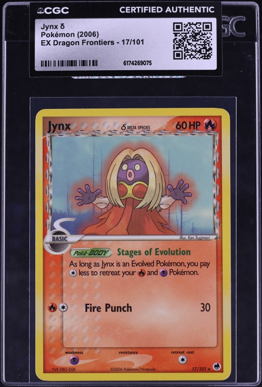 2006 Pokemon Ex Dragon Frontiers Jynx #17 CGC AUTH