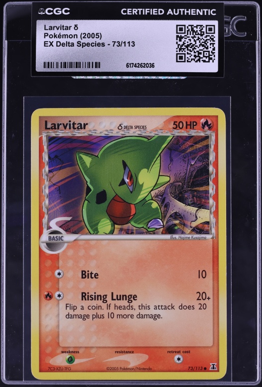 2005 Pokemon Ex Delta Species Larvitar #73 CGC AUTH