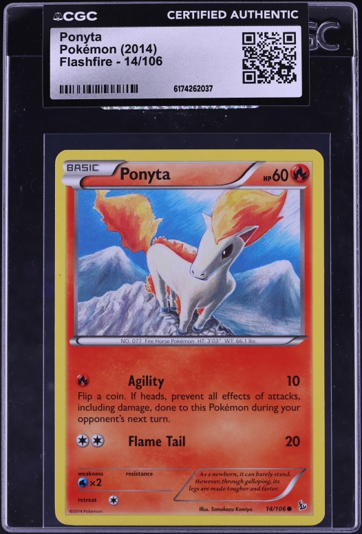 2014 Pokemon Flashfire Ponyta #14 CGC AUTH