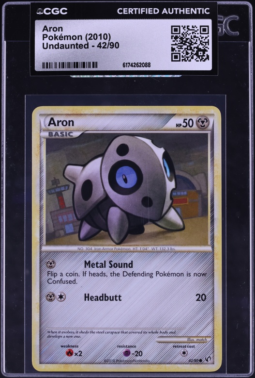 2010 Pokemon HeartGold & SoulSilver Undaunted Aron #42 CGC AUTH