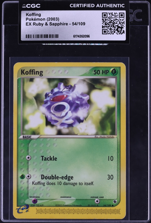 2003 Pokemon Ex Ruby & Sapphire Koffing #54 CGC AUTH