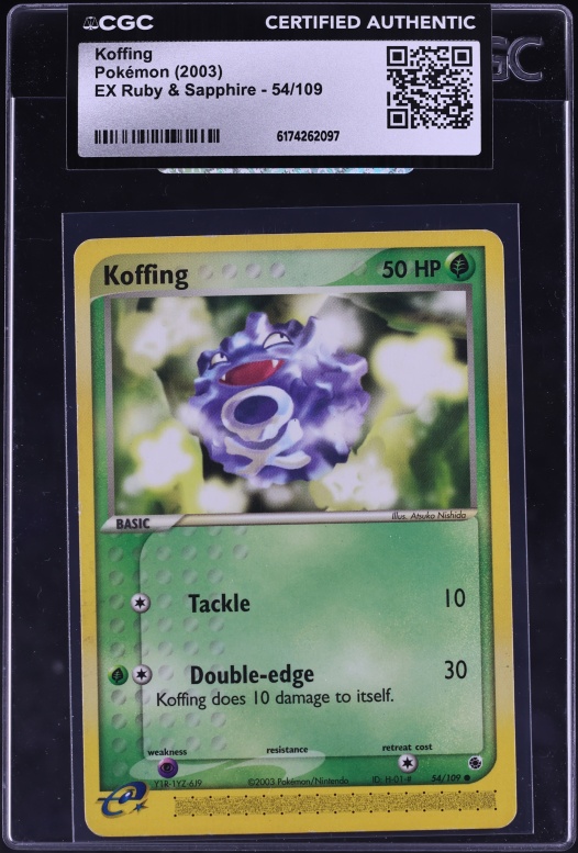 2003 Pokemon Ex Ruby & Sapphire Koffing #54 CGC AUTH