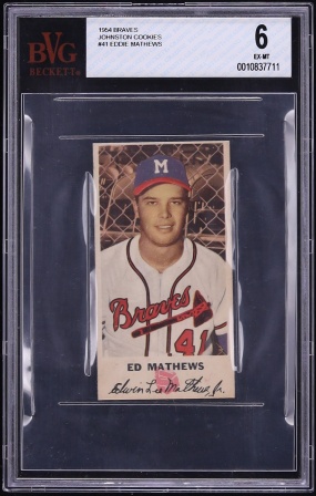 1954 Braves Johnston Cookies Eddie Mathews #41 BVG 6 EXMT