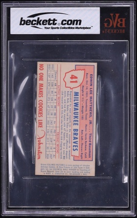 1954 Braves Johnston Cookies Eddie Mathews #41 BVG 6 EXMT