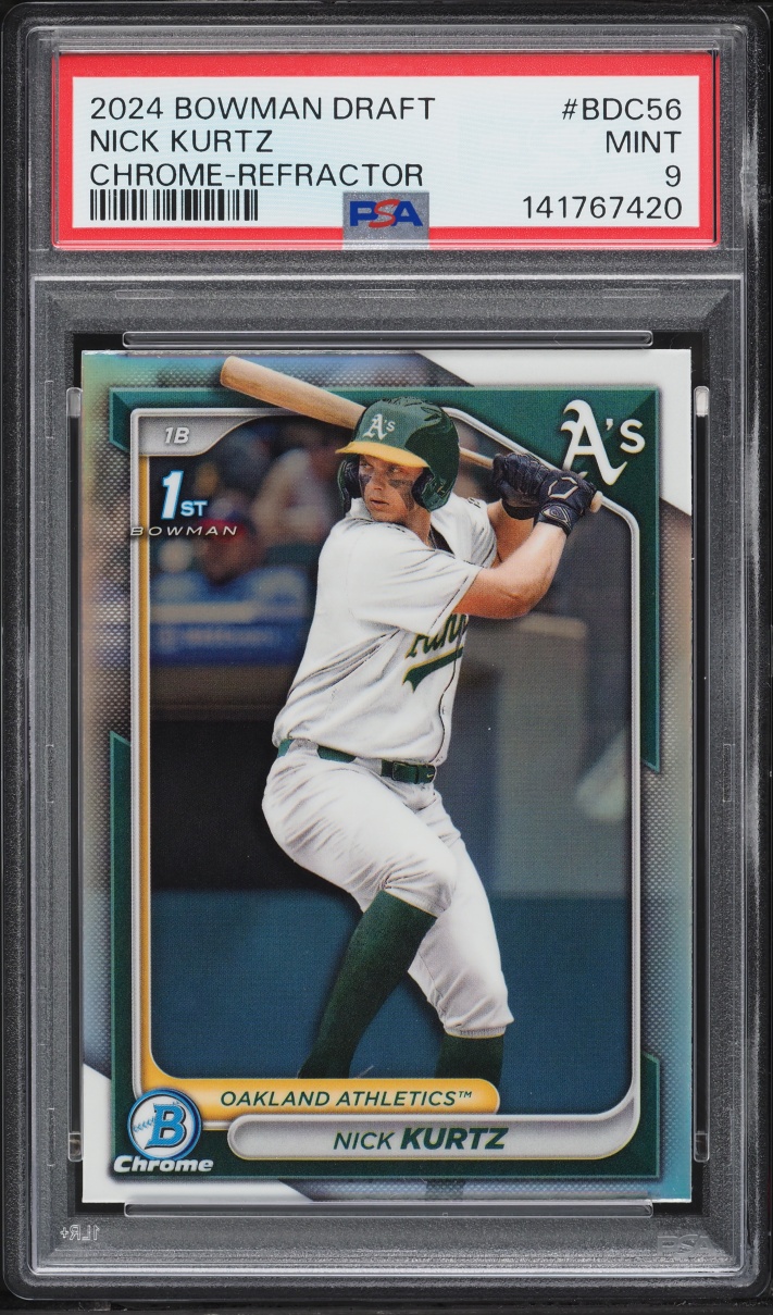 2024 Bowman Chrome Draft Refractor Nick Kurtz PROSPECT #BDC-56 PSA 9 MINT