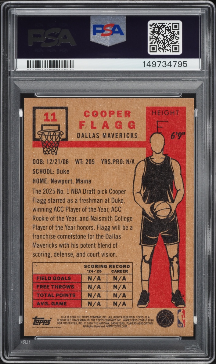 2026 Topps Living Cooper Flagg ROOKIE #11 PSA 9 MINT