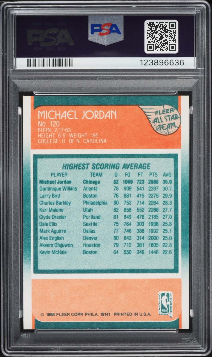 1988 Fleer All Star Michael Jordan #120 PSA 9 MINT