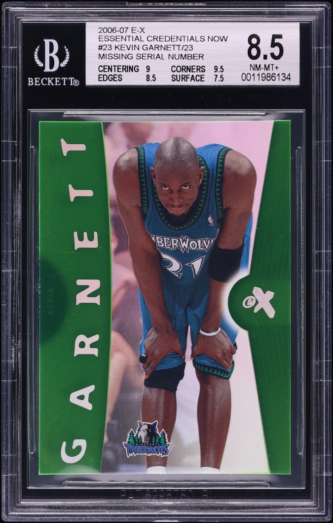 2006 E-X Essential Credentials Now Missing Serial Number Kevin Garnett #23 BGS 8.5 NM-MT+