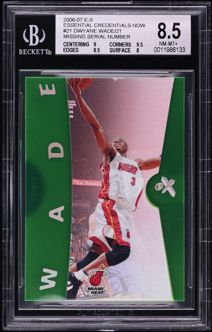 2006 E-X Essential Credentials Now Missing Serial Number Dwyane Wade #21 BGS 8.5 NM-MT+