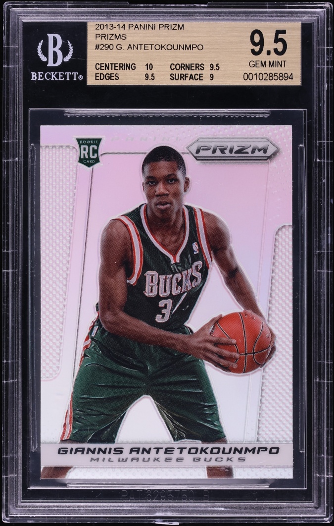 2013 Panini Prizm Silver Giannis Antetokounmpo ROOKIE #290 BGS 9.5 GEM MINT