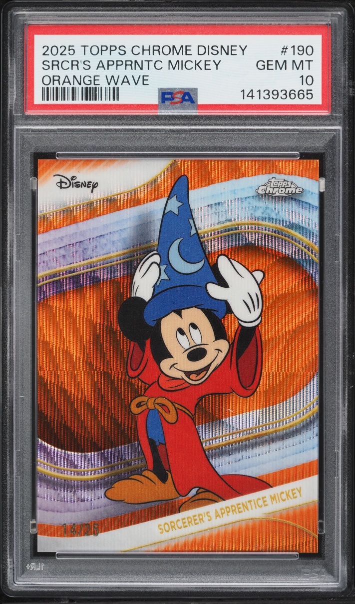 2025 Topps Chrome Disney Orange Wave Sorcerer's Apprentice Mickey /25 #190 PSA 10 GEM MINT