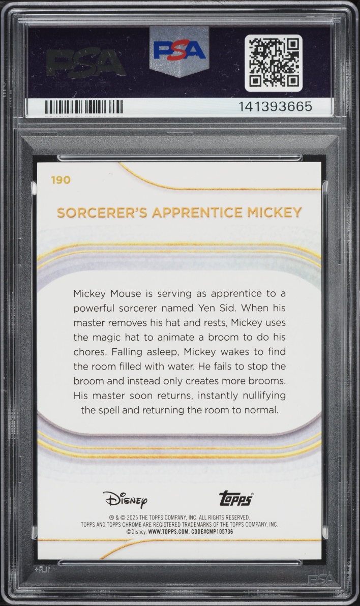 2025 Topps Chrome Disney Orange Wave Sorcerer's Apprentice Mickey /25 #190 PSA 10 GEM MINT