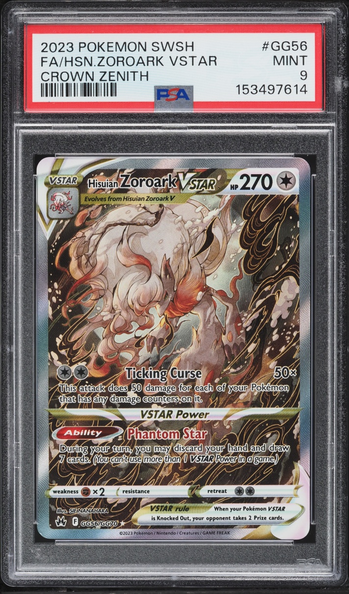 2023 Pokemon Sword & Shield Crown Zenith Full Art Hisuian Zoroark VSTAR #GG56 PSA 9 MINT