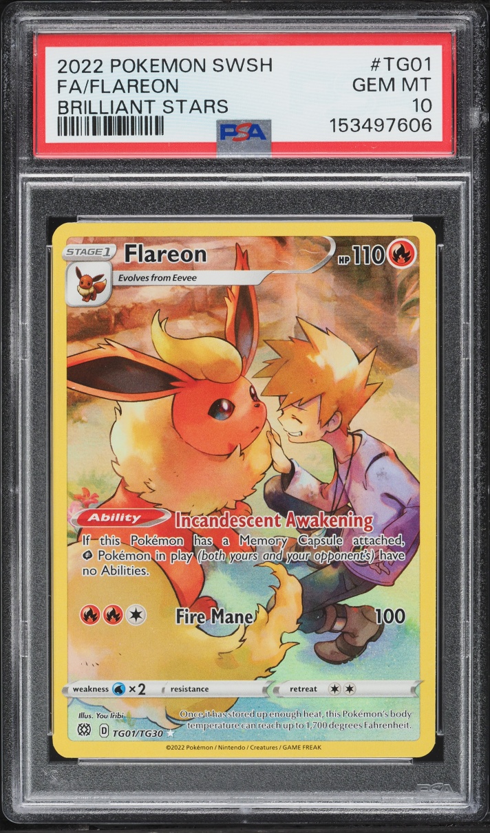 2022 Pokemon Sword & Shield Brilliant Stars Trainer Gallery CHR Flareon #TG01 PSA 10 GEM MINT