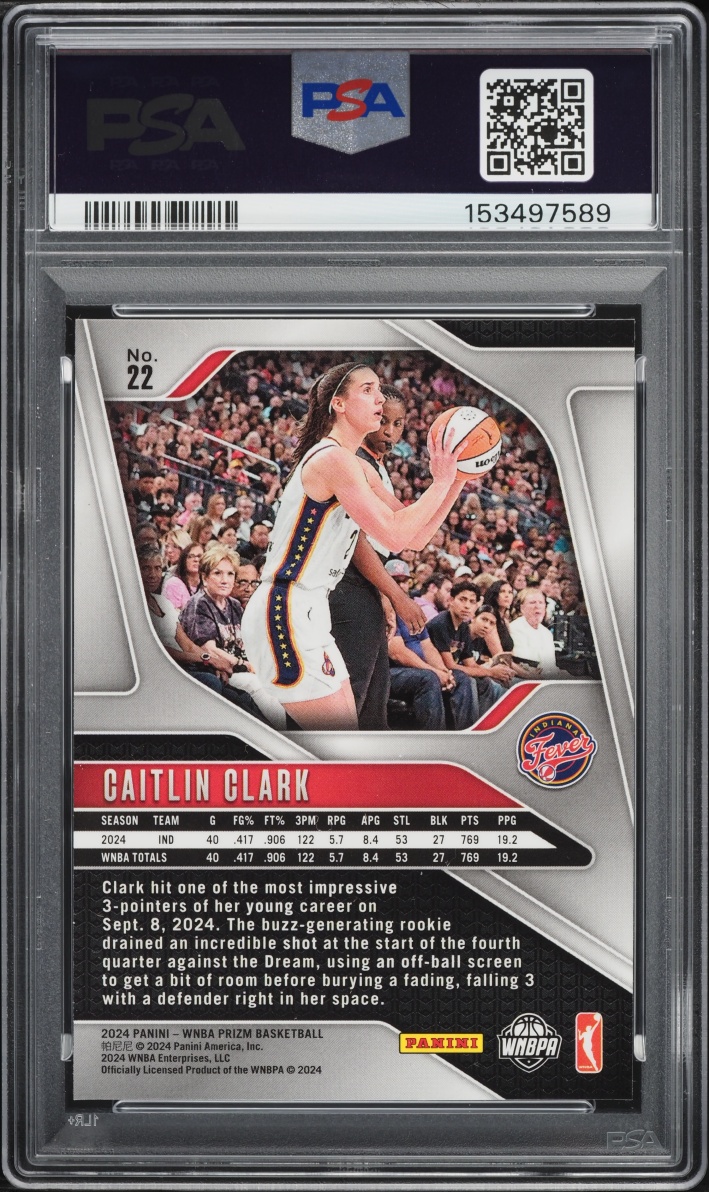 2024 Panini Prizm WNBA Caitlin Clark ROOKIE #22 PSA 8 NM-MT