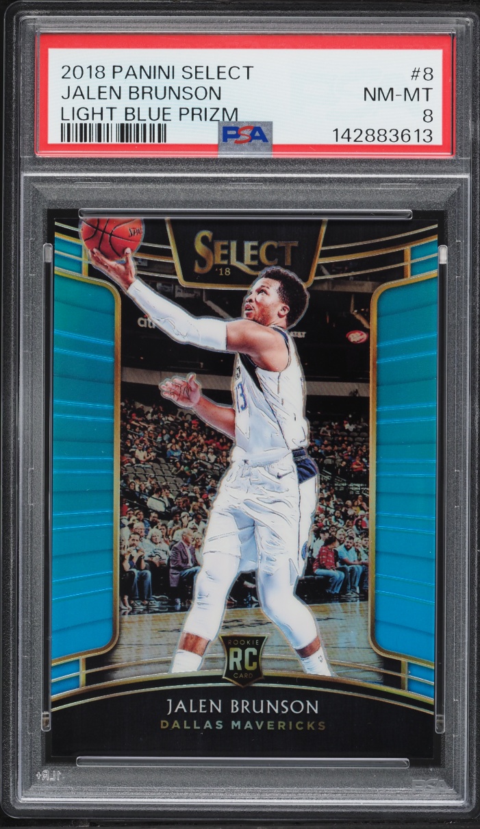 2018 Select Concourse Light Blue Prizm Jalen Brunson ROOKIE /299 #8 PSA 8 NM-MT