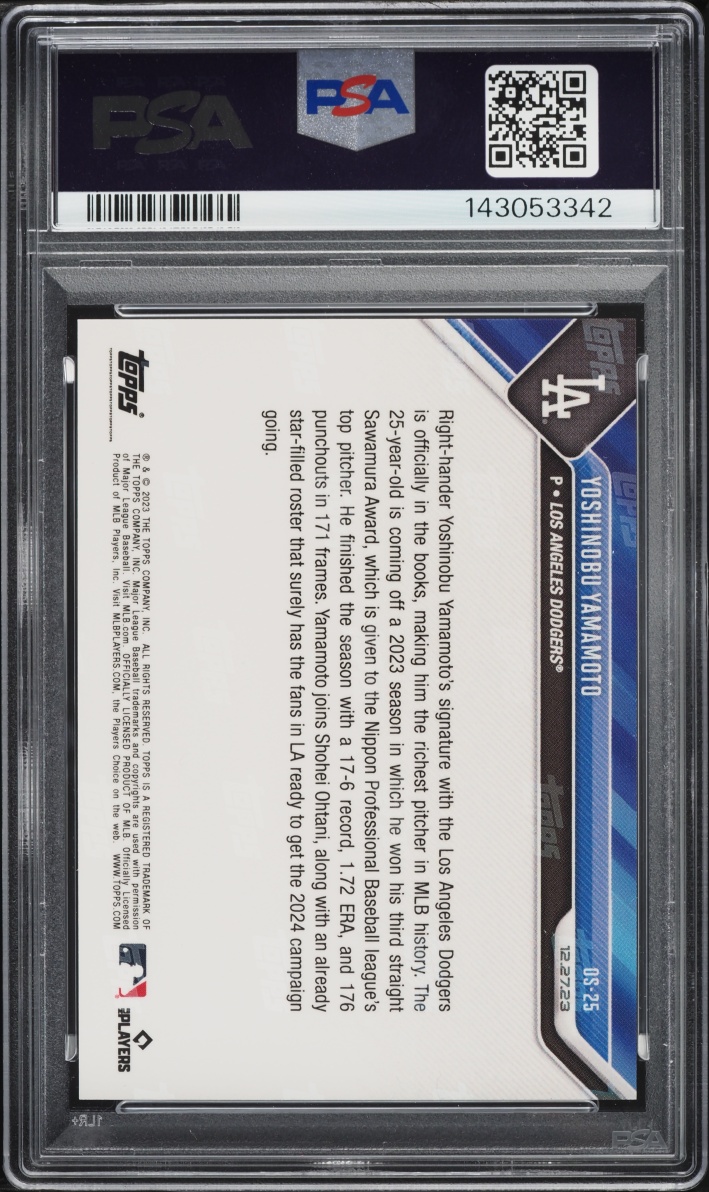 2023 Topps Now Off-Season Yoshinobu Yamamoto PROSPECT #OS25 PSA 10 GEM MINT
