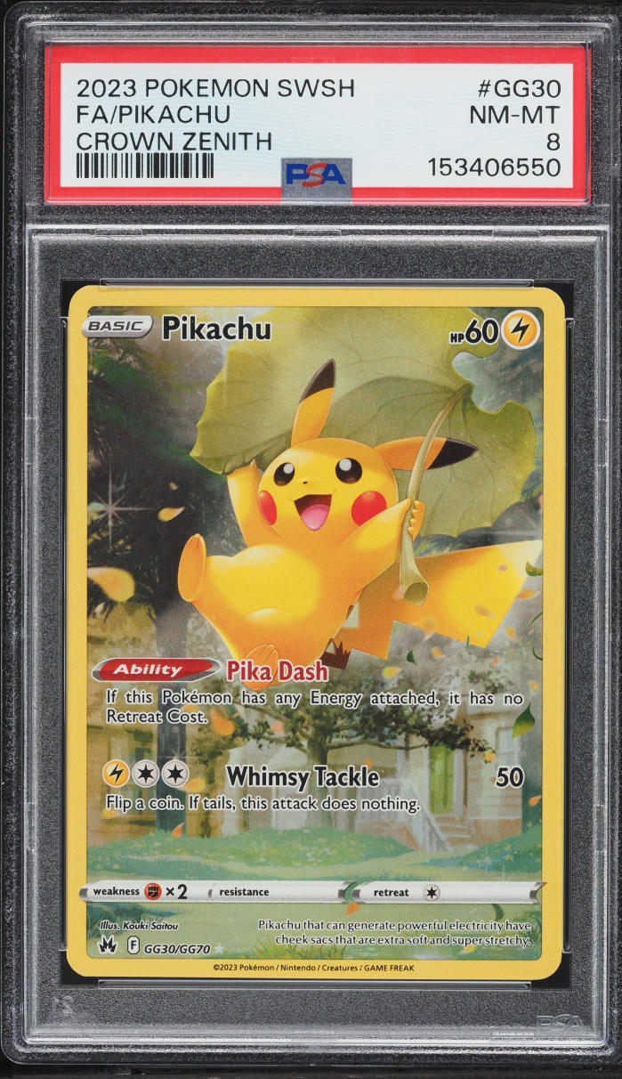2023 Pokemon Sword & Shield Crown Zenith Full Art Pikachu #GG30 PSA 8 NM-MT