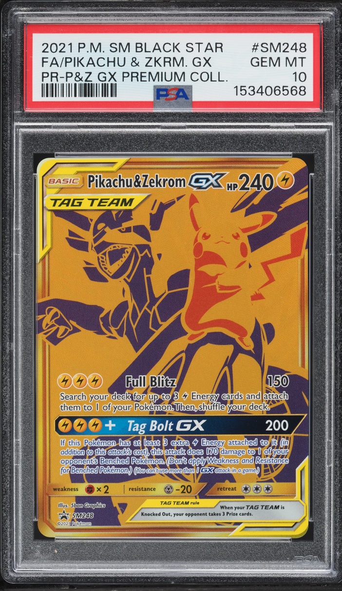 2021 Pokemon Sun & Moon Promo Premium Collection Full Art Pikachu & Zekrom GX #SM248 PSA 10 GEM